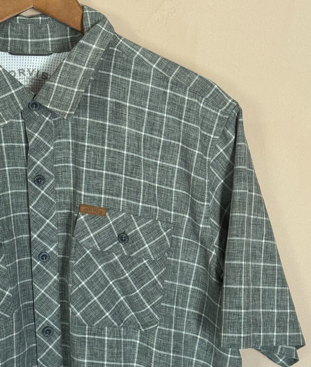 ORVIS Classic Collection Men's Button-Up Shirt Size XL Gray Check Short Sleeve